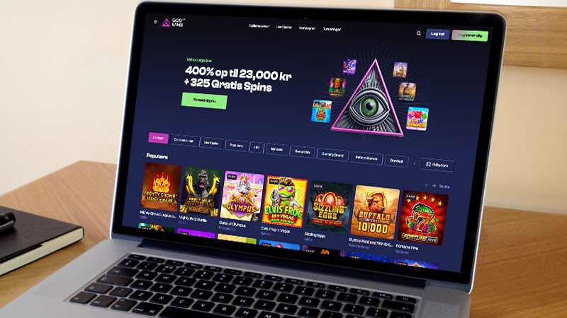 God of Wins casino hovedside p&aring; notebook-sk&aelig;rmen