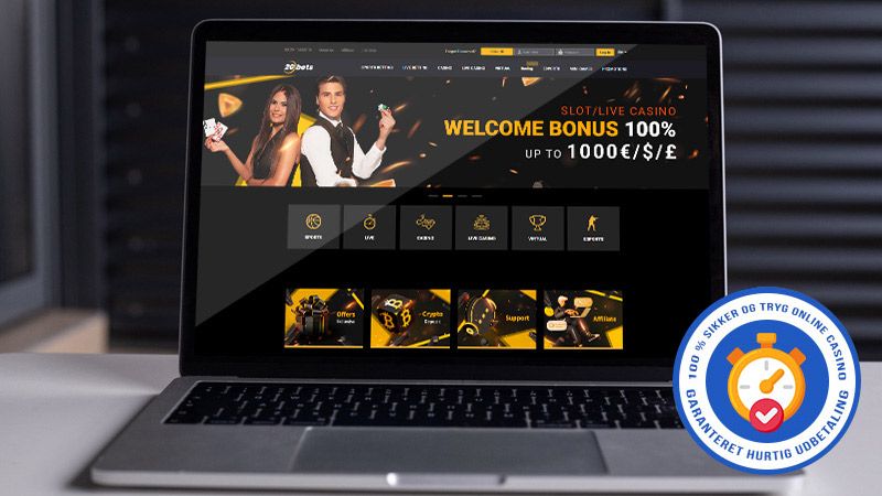 20Bets Casino hovedside p&aring; den b&aelig;rbare computersk&aelig;rm