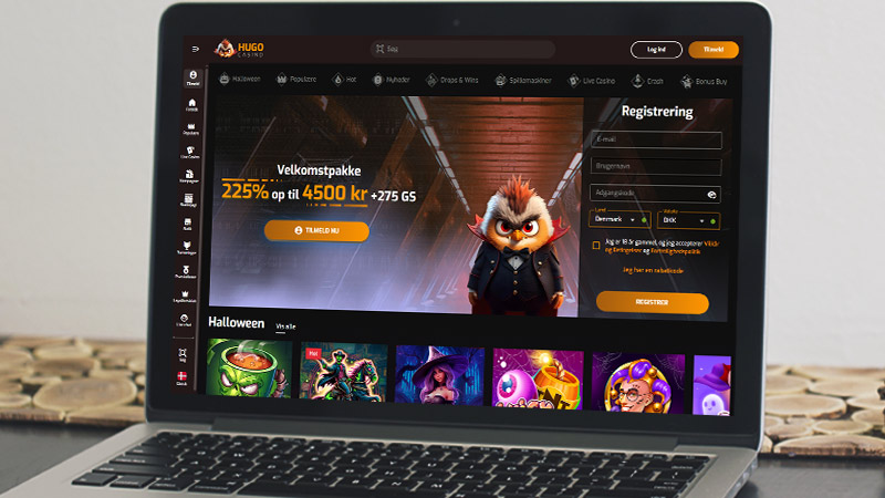 Hugo Casino hovedside p&aring; den b&aelig;rbare computersk&aelig;rm