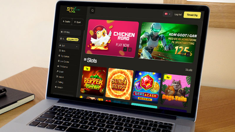 RX Casino hovedside p&aring; den b&aelig;rbare computersk&aelig;rm