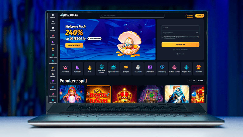 Winshark Casino hovedside p&aring; den b&aelig;rbare computersk&aelig;rm