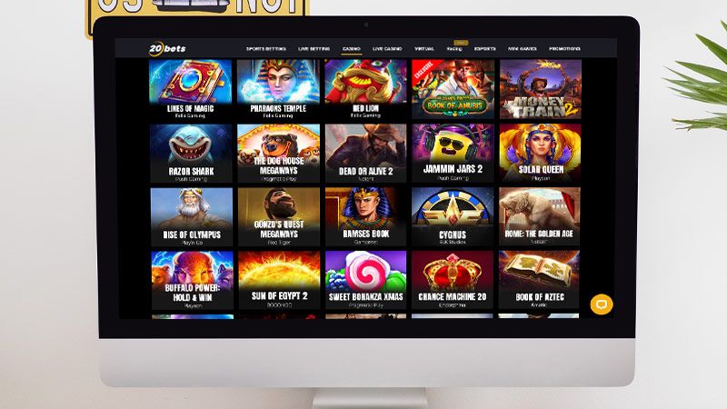 20Bets Casino spil-side p&aring; den b&aelig;rbare computersk&aelig;rm