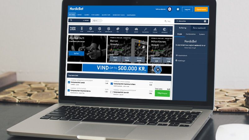 Nordicbet sportsside p&aring; den b&aelig;rbare computersk&aelig;rm