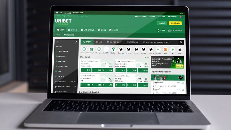 Unibets sportsside p&aring; den b&aelig;rbare computersk&aelig;rm