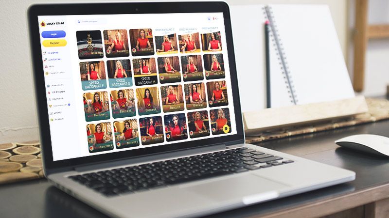 Luckystart Casino Live-Baccarat spilside p&aring; den b&aelig;rbare computersk&aelig;rm