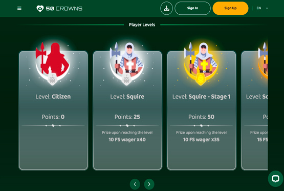 VIP program p&aring; 50crowns Casino 