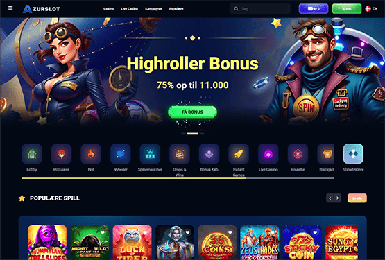 Hovedside p&aring; Azurslot Casino