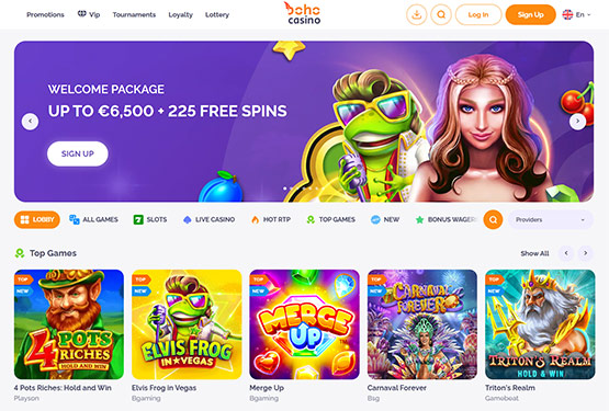 Hovedside p&aring; Boho Casino Site