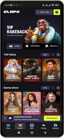 Claps Casinos Hovedside p&aring; Mobilsk&aelig;rm