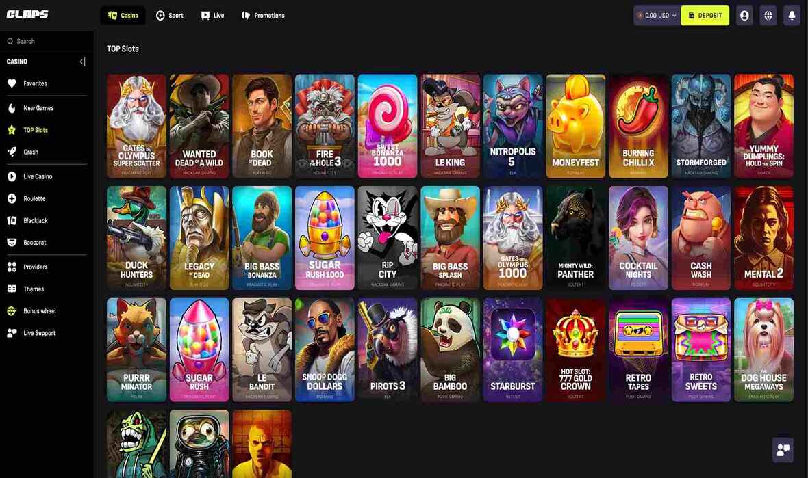 De bedste spilleautomater p&aring; Claps Casino