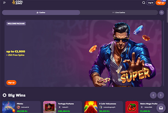 Hovedside p&aring; Coolzino Casino Site