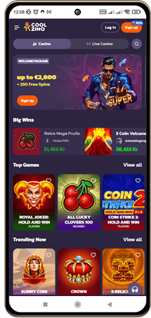 Coolzino Casinos Hovedside p&aring; Mobilsk&aelig;rm