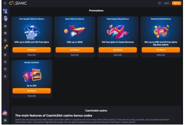 CosmicSlot casino Bonusser og kampagner