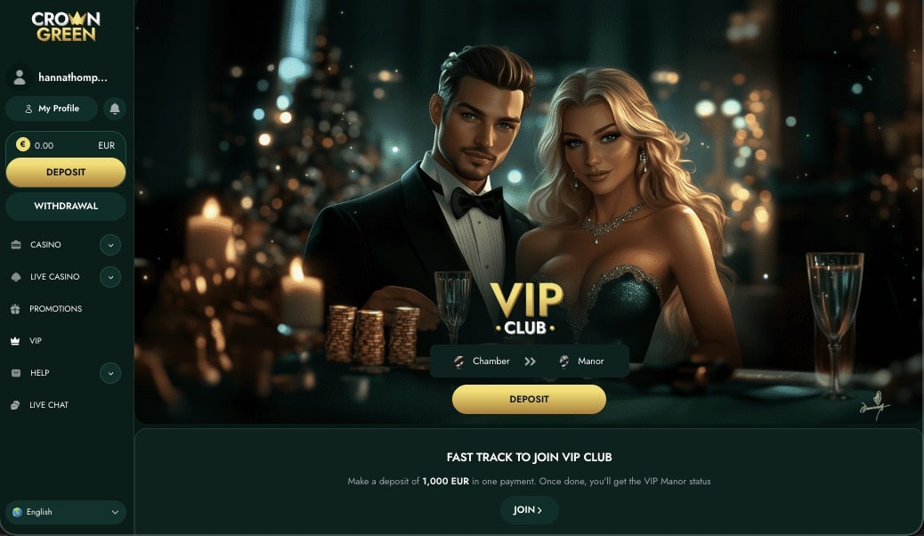 VIP program p&aring; Crowngreen Casino