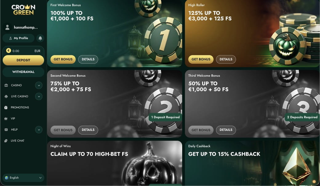 Bonusser og kampagner p&aring; Crowngreen Casino