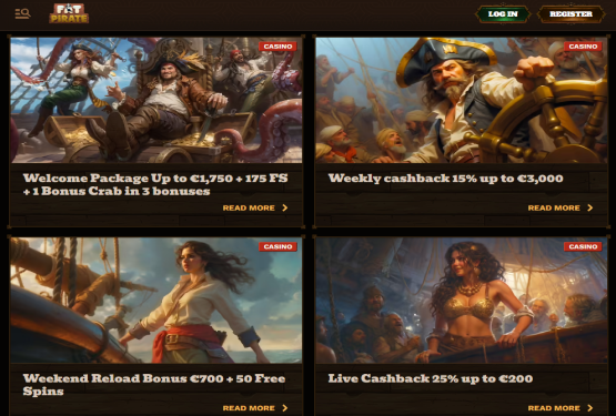 Bonusser og kampagner p&aring; FatPirate Casino