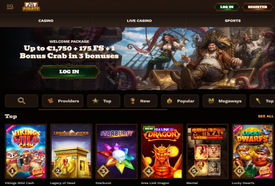 Hovedside p&aring; FatPirate Casino Site