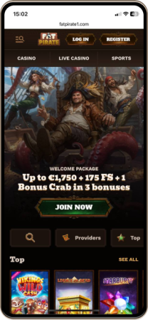 FatPirate Casinos Hovedside p&aring; Mobilsk&aelig;rm