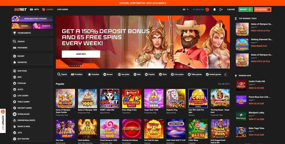 Hovedside p&aring; GG.Bet Casino Site