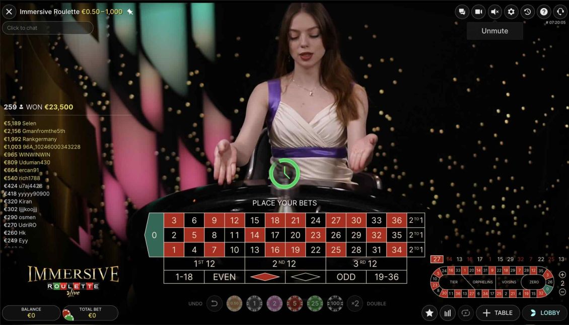 Live Roulette-sk&aelig;rmbillede p&aring; GoldenBet Casino