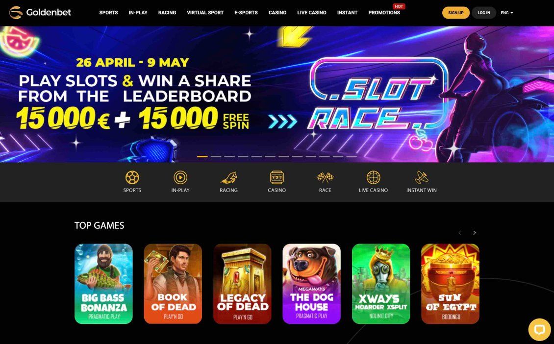 Hovedside p&aring; GoldenBet Casino Site