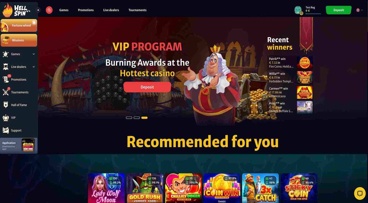 Hovedside p&aring; Hellspin Casino Site