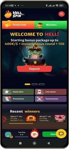 Hellspin Casinos Hovedside p&aring; Mobilsk&aelig;rm