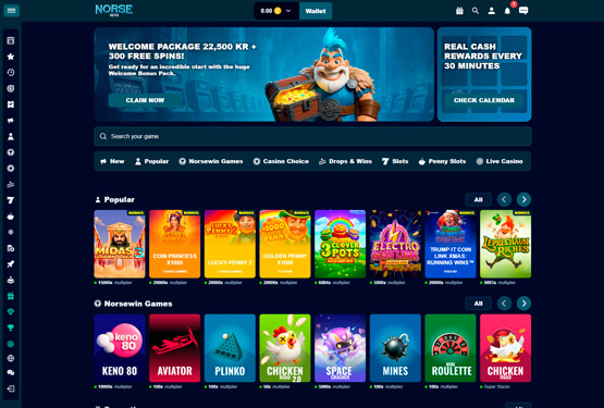 Hovedside p&aring; Norsewin Casino Site