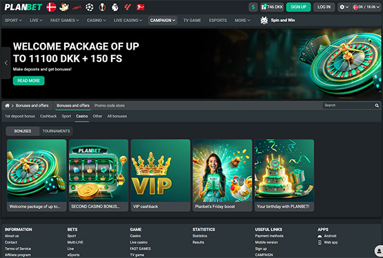Bonusser og kampagner p&aring; Planbet Casino