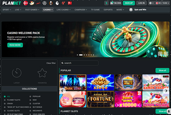 Hovedside p&aring; Planbet Casino Site