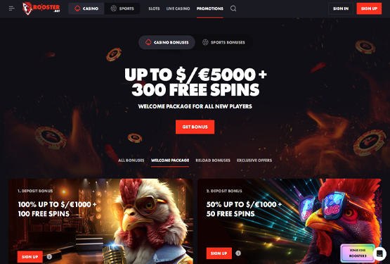 Bonusser og kampagner p&aring; Rooster bet Casino