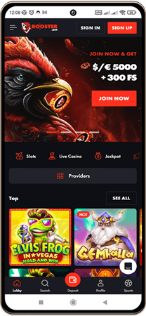 Rooster bet Casinos Hovedside p&aring; Mobilsk&aelig;rm