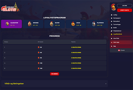 VIP program p&aring; Slota Casino