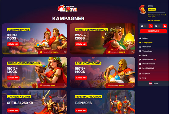 Bonusser og kampagner p&aring; Slota Casino