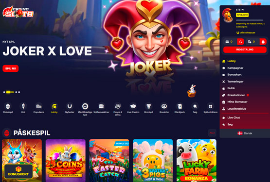 Hovedside p&aring; Slota Casino Site