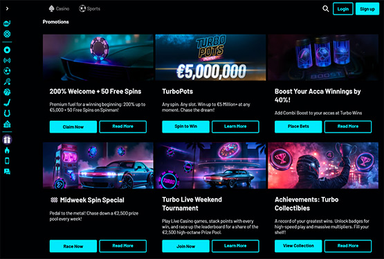 Bonusser og kampagner p&aring; Turbowins Casino