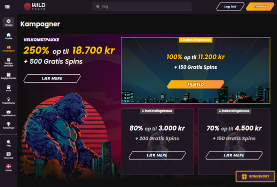 Bonusser og kampagner p&aring; Wild Tokyo casino