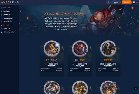 VIP program p&aring; Axe bet Casino 