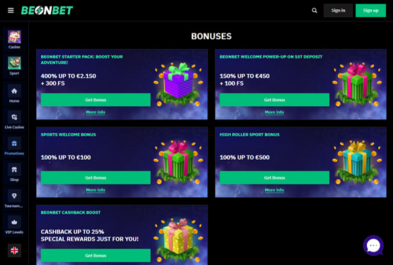 Bonusser og kampagner p&aring; BeOnBet Casino