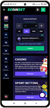Beonbet Casinos Hovedside p&aring; Mobilsk&aelig;rm