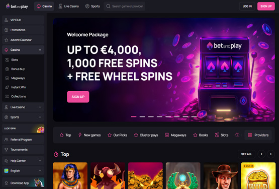 Hovedside p&aring; Betandplay Casino Site