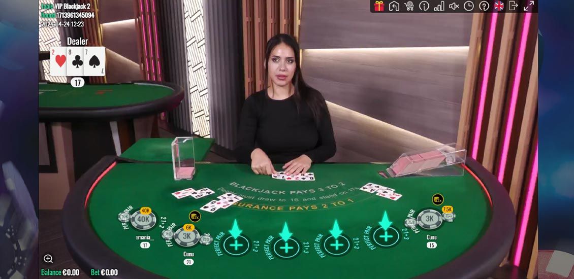 Live Blackjack-sk&aelig;rmbillede p&aring; Betglobal Casino