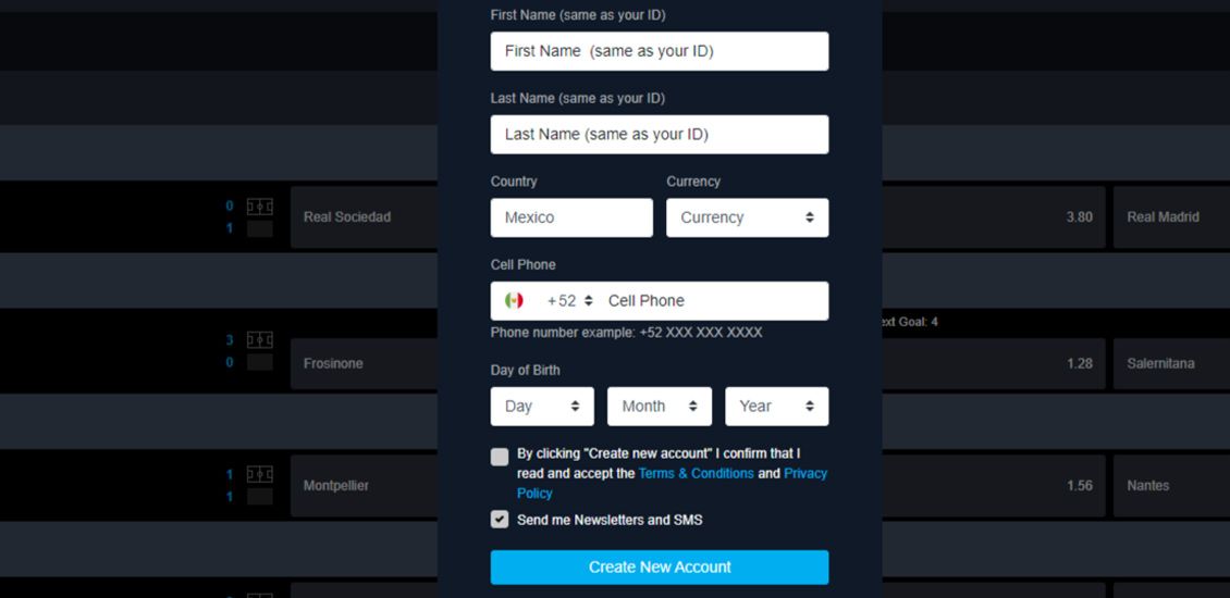 BetGlobal Casino registreringsproces trin 2