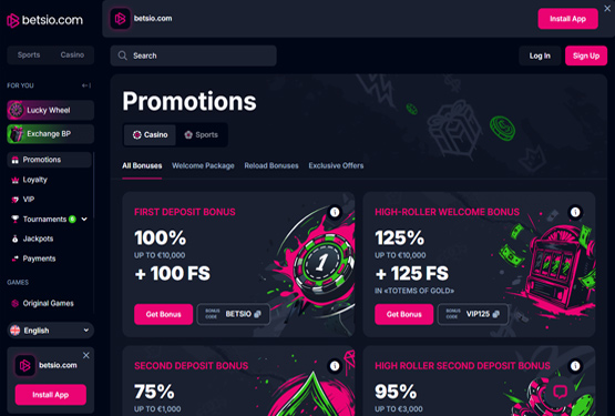 Bonusser og kampagner p&aring; Betsio Casino