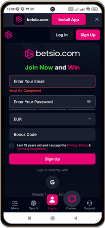 Betsio Casinos Hovedside p&aring; Mobilsk&aelig;rm