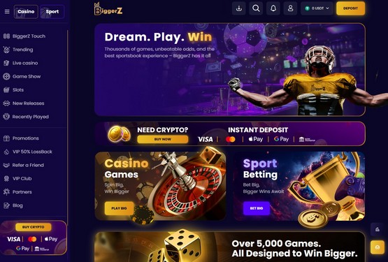 Hovedside p&aring; BiggerZ Casino Site