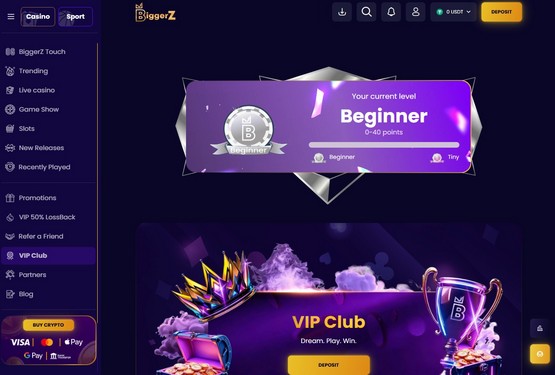 VIP program p&aring; BiggerZ Casino