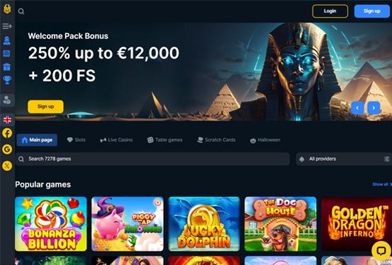 Hovedside p&aring; Book of Bet Casino Site