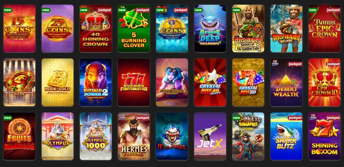 Liste over spilleautomater p&aring; Casinostars casino