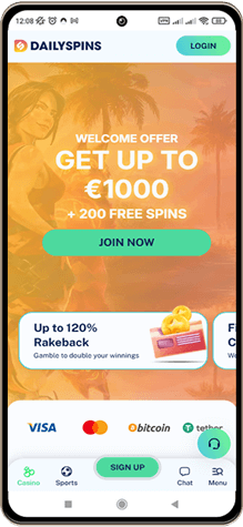 Dailyspins Casinos Hovedside p&aring; Mobilsk&aelig;rm